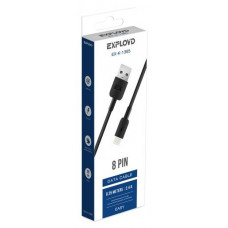 EXPLOYD EX-K-1385 Дата-кабель USB - 8 Pin 2.4A 0.25M круглый силикон чёрный