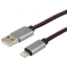 REXANT (18-4248) Кабель USB-Lightning для iPhone/2,4A/nylon/denim/1m/REXANT