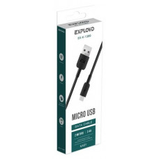 EXPLOYD EX-K-1389 Дата-кабель USB - microUSB 2.4A 2.0M круглый силикон чёрный