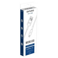 EXPLOYD EX-K-1388 Дата-кабель USB - microUSB 2.4A 0.25M круглый силикон белый