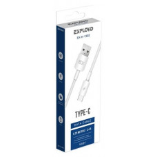EXPLOYD EX-K-1392 Дата-кабель USB-TYPE-C 2.4A 0.25M круглый силикон белый