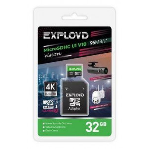 EXPLOYD MicroSDHC 32GB Class 10 (U1) V10 Vision + адаптер SD (95 MB/s)