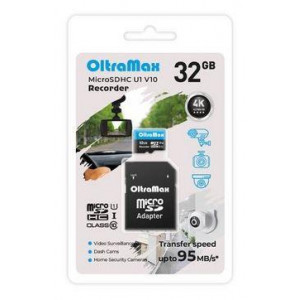 OLTRAMAX 128GB microSDXC Class 10 (U3) V30 Recorder с адаптером SD 95 MB/s, шт