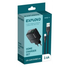 EXPLOYD EX-Z-1440 СЗУ micro USB 2.4A 2хUSB чёрный