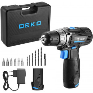 DEKO DKCD12V PRO в кейсе + оснастка 13 шт, 12В, 2х2.0Ач 083-1007