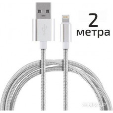 ENERGY Кабель ET-29-2 USB/Lightning, 2 метра, цвет - серебро (104110)