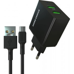 MORE CHOICE (4610196409899) NC11a СЗУ 2USB 2.4A для Type-C Black