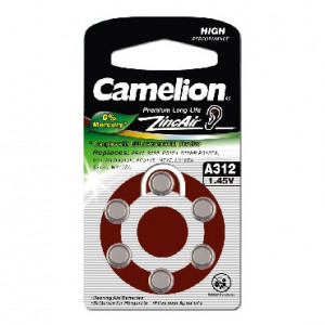 CAMELION (12825) ZA312 BL-6 MERCURY FREE (A312-BP6(0%HG), батарейка для слуховых аппаратов, 1.4 V,170MAH)