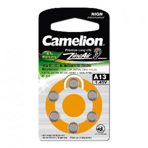 CAMELION (12824) ZA13 BL-6 Mercury Free (A13-BP6(0%Hg), батарейка для слуховых аппаратов, 1.4 V,280mAh)