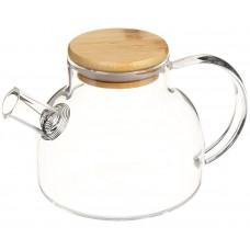 NONAME Чайник заварочный стекло, 0.6 л, с ситечком, с деревянной крышкой, Y4-6132 (423125)