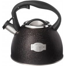 AGNESS ЧАЙНИК СО СВИСТКОМ, 2,5Л, C ШИЛЬДИКОМ, BLACK, ИНДУКЦИОН. КАПСУЛ. ДНО 907-256