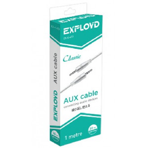 EXPLOYD EX-K-473 Кабель AUX Jack 3,5mm (M) - Jack 3,5mm (M) круглый стерео аудио 1M белый Classic