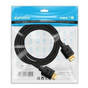 EXPLOYD EX-K-1491 HDMI-HDMI/V2.0/4K 60Hz/круглый/чёрный/3М