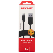 REXANT (18-7050) Кабель REXANT USB-Lightning 2 А, 1 м, черный ПВХ