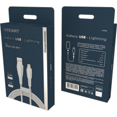 REXANT (18-7061) USB-A - Lightning для Apple, 2,4А, 1м, в белой нейлоновой оплетке