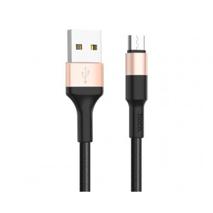 HOCO (6957531080213) X26 USB (m)-microUSB (m) 1.0м - черный/золотой