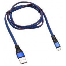 REXANT (18-1163) Кабель REXANT USB-microUSB 1 м, плоский провод, синяя джинсовая оплетка