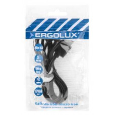 ERGOLUX (15088) ELX-CDC01P-C02 ПРОМО (Кабель USB Micro USB, 2А, 1м, Черный, Зарядка+Передача данных, Пакет )