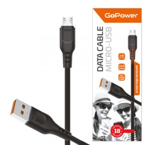 GOPOWER (00-00018564) Кабель GP01M USB (m)-microUSB (m) 1.0м 2.4A черный