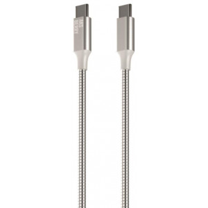 AKSBERRY (6900288580017) X161 Spring USB C - USB C, support 20V/5A, 100W, 1м в металлической оплетке, серебристый