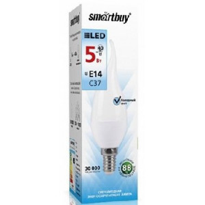 SMARTBUY (SBL-C37Tip-05-40K-E14) C37-05W/4000/E14 свеча на ветру матовая (10)