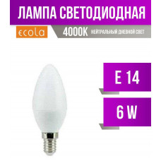 ECOLA C4LV60ELC CANDLE LED 6,0W 220V E14 4000K свеча (композит) 101X37