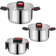 POMIDORO POMI D'ORO P640567 Набор кастрюль 16см, 20см, 24см с крышками