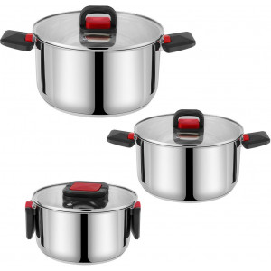 POMIDORO POMI D'ORO P640567 Набор кастрюль 16см, 20см, 24см с крышками