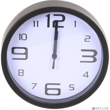 PERFEO Настенные часы PF-WC-001 , круглые д. 20 см, чёрный корпус / белый циферблат