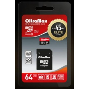 OLTRAMAX MicroSDXC 64GB Class 10 UHS-1 Elite + адаптер SD 45 MB/s