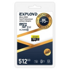 EXPLOYD 512GB microSDXC Class 10 UHS-1 Premium (U3) [EX512GCSDXC10UHS-1-ElU3 w]