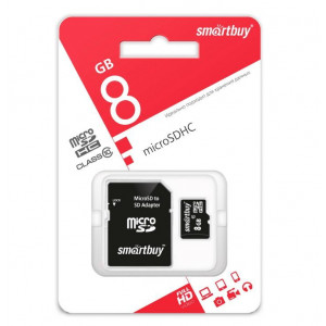 SMARTBUY (SB8GBSDCL10-01) MicroSDHC 8GB Сlass10 + адаптер