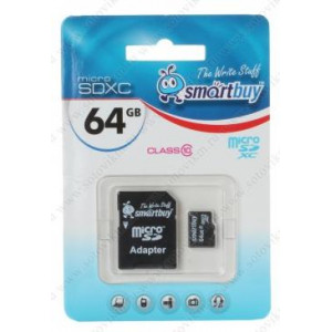 SMARTBUY (SD64GBSDCL10-01) MicroSDXC 64GB Class10 UHS-1 + адаптер