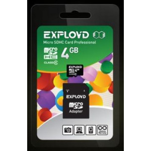 EXPLOYD MicroSDHC 4GB Class4 + адаптер SD