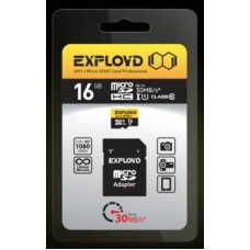 EXPLOYD MicroSDHC 16GB Class10 UHS-1 + адаптер SD (30 MB/s)