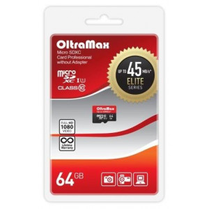 OLTRAMAX 64GB microSDXC Class 10 UHS-1 Elite [OM064GCSDXC10UHS-1-ElU1 w]