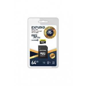 EXPLOYD MicroSDXC 64GB Class10 + адаптер SD (95MB/s)