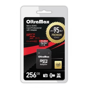 OLTRAMAX MicroSDXC 256GB Class 10 UHS-1 PREMIUM (U3)+ адаптер (SD 95 MB/s)