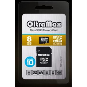 OLTRAMAX MicroSDHC 8GB Class10 + адаптер SD