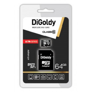 DIGOLDY 64GB microSDXC Class10 UHS-1 + адаптер SD