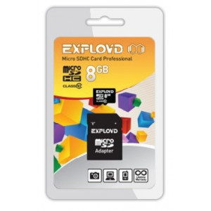 EXPLOYD MicroSDHC 8GB Class10 + адаптер SD