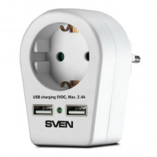 SVEN SF-S1U (16A,1 евро розетка,2 USB) белый, блистер