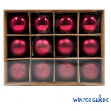 WINTER GLADE Набор ёлочных шаров пластик, 6 см, 12 шт, красный микс, 6012G003