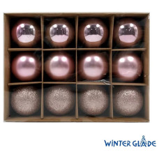 WINTER GLADE Набор ёлочных шаров пластик, 6 см, 12 шт, розовый микс, 6012G006