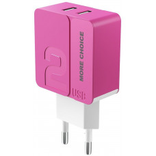 MORE CHOICE (4627151191775) NC46a СЗУ 2USB 2.4A для Type-C 1м Pink