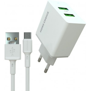 MORE CHOICE (4610196409035) NC11m White - СЗУ 2USB 2.4A для micro USB