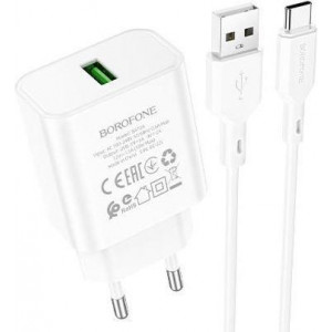 BOROFONE (6974443388596) BA72Aa White СЗУ 1USB 3.0A QC3.0 18W быстрая зарядка