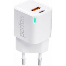 PERFEO (I4653) USB-A+TYPE-C, GaN, 30W, белый