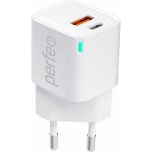 PERFEO (I4653) USB-A+TYPE-C, GaN, 30W, белый