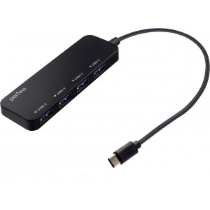 PERFEO (PF D0804) USB C-HUB 4 Port, (PF-H048 Black) чёрный